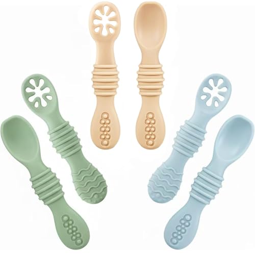 PandaEar 6-Pack Silicone Baby Self-Feeding Spoons