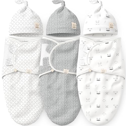 3-Pack Organic Newborn Swaddles & Hats – Nordic, 0–3M