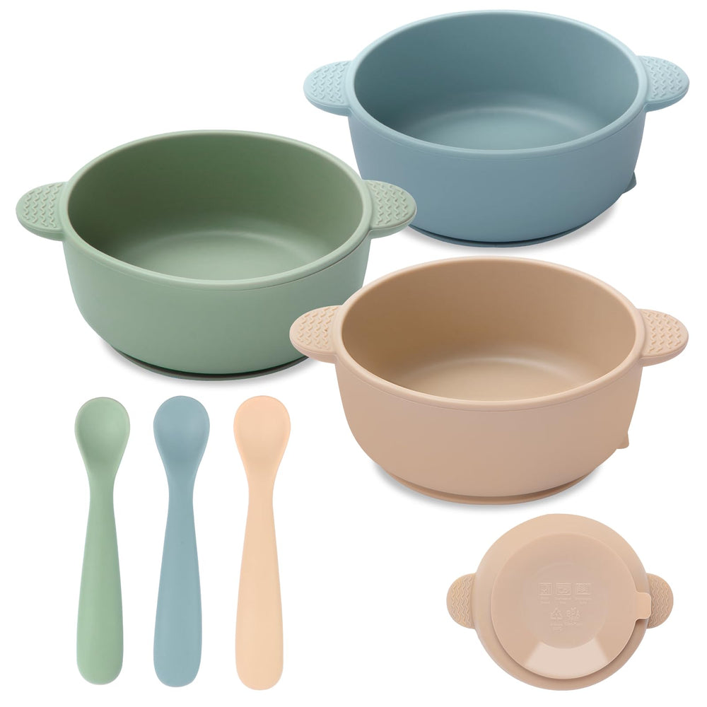 Eascrozn 3-Pack Suction Baby Bowls with Feeding Spoons