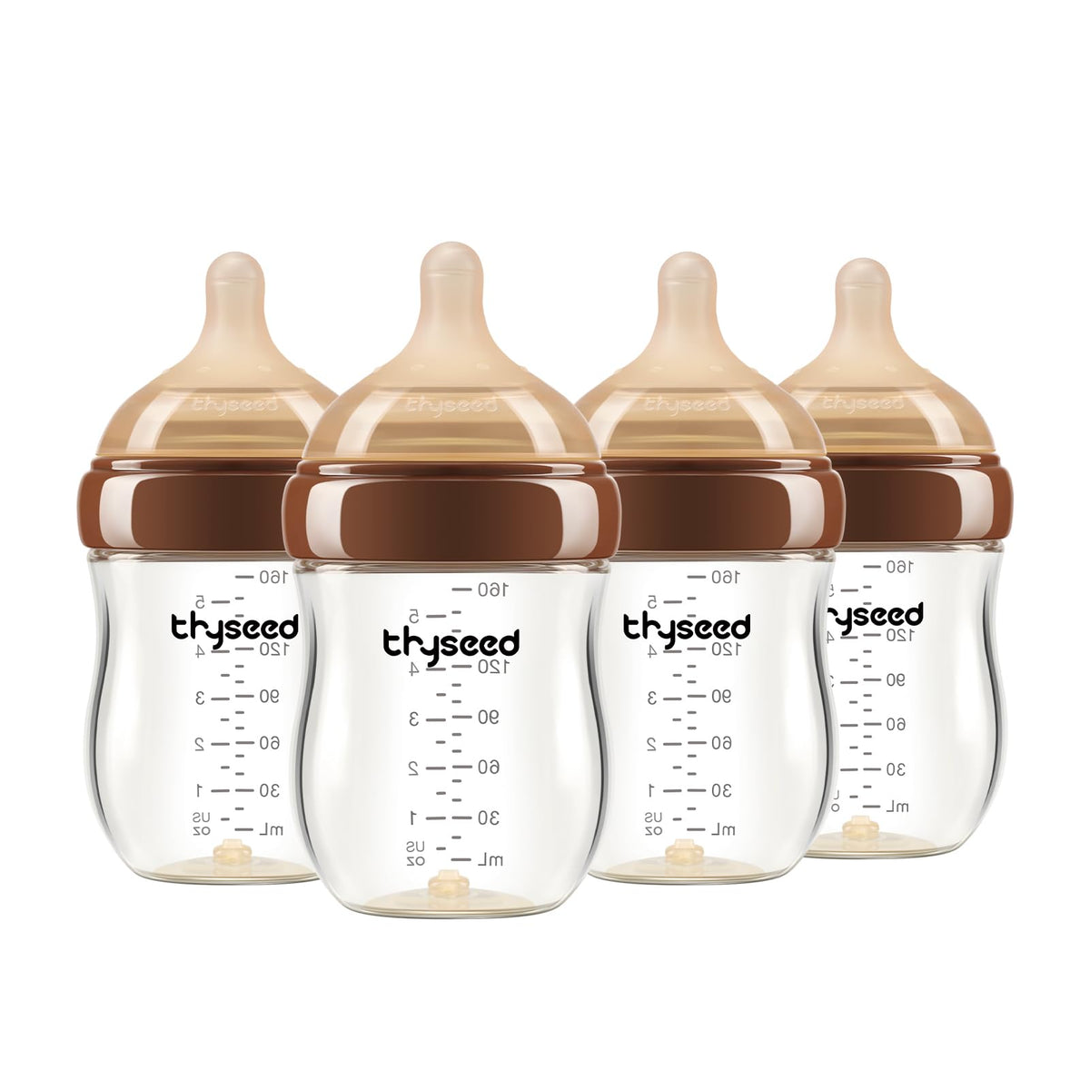 Thyseed Glass Anti-Colic Baby Bottle with Natural Nipple