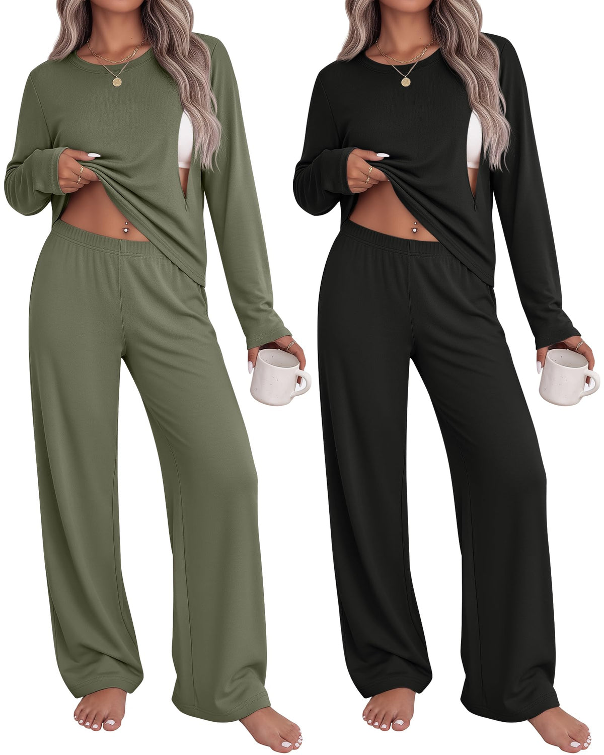 Velvelhall 2-Pack Maternity & Nursing Pajama Sets