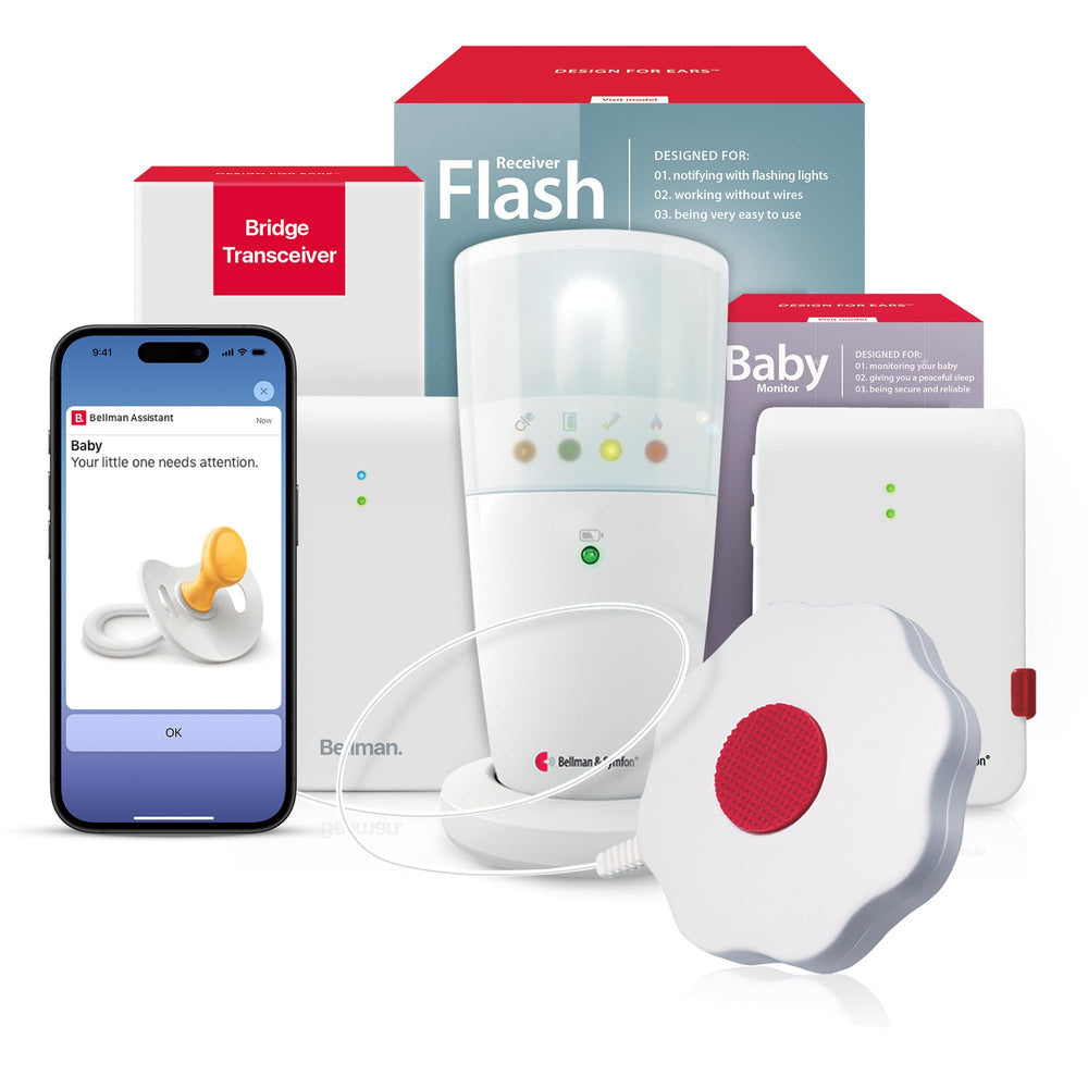 Baby Monitor Alert System with Flashing Light & Vibration