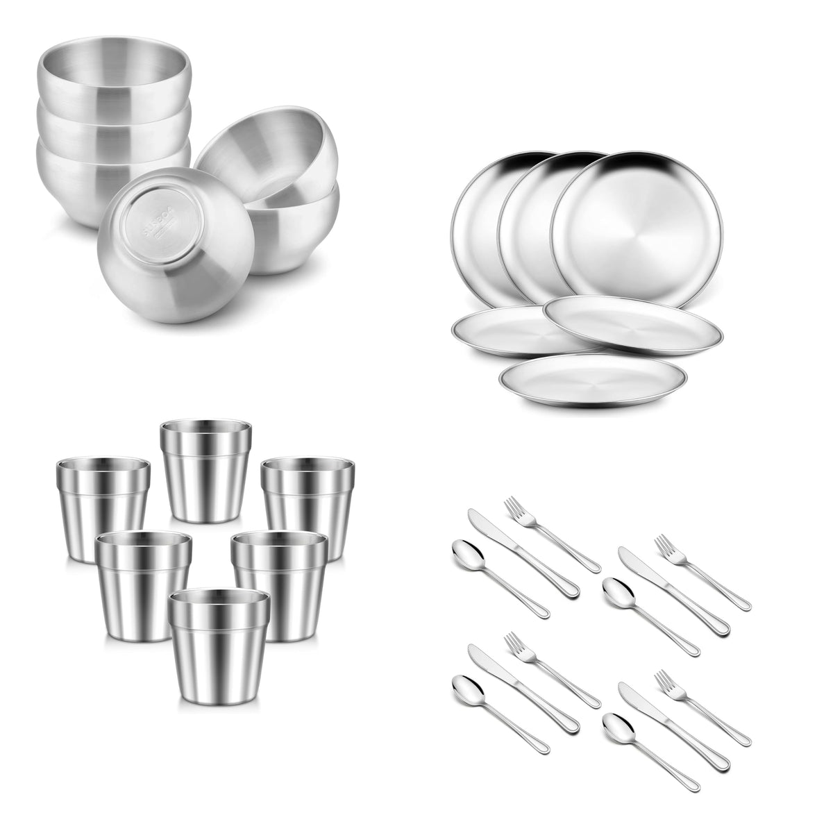 HaWare 30-Piece Stainless Steel Kids Dinnerware Set