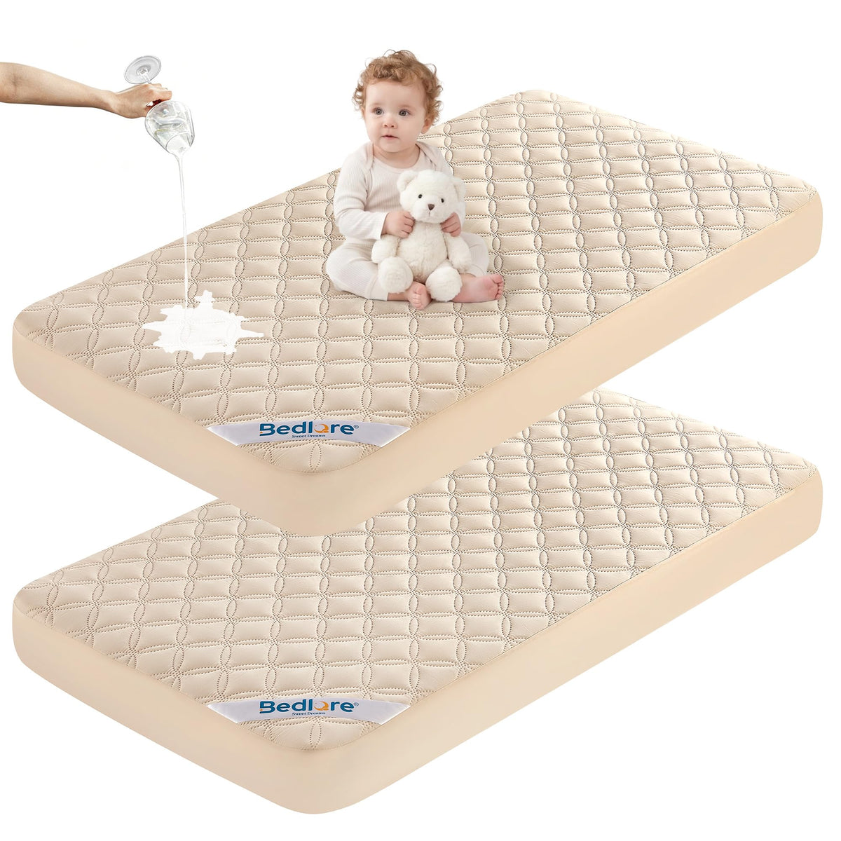 BEDLORE Waterproof Crib Mattress Protectors – 2 Pack