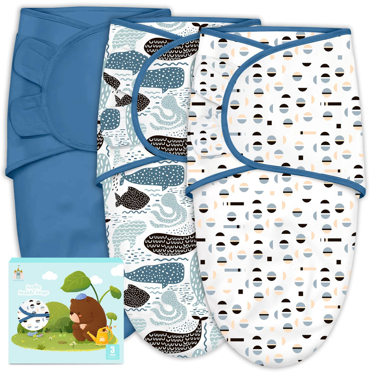 Cute Castle 3-Pack Baby Swaddle Sleep Sack Set