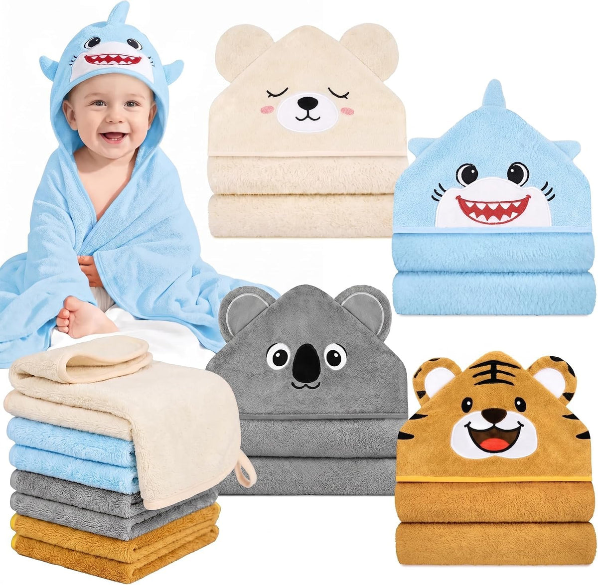 CandyHome 12-Piece Baby Bath Towel Essentials Set